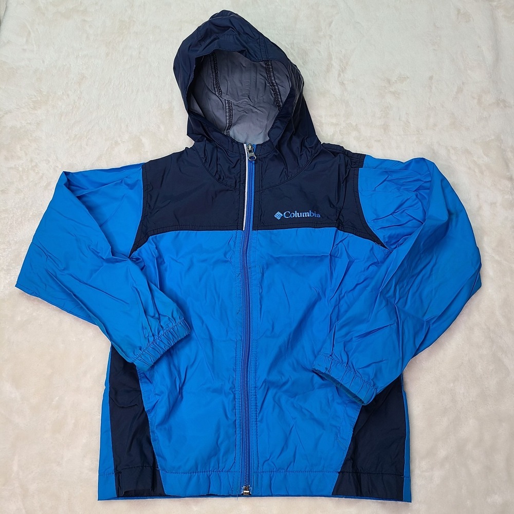 Columbia Jacket Boys XS Blue Windbreaker Rain Coat Unlined Lightweight Youth Kid